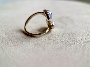 Faceted Moonstone Duo Sterling Ring || Adjustable