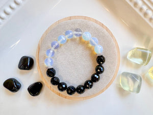 Faceted Onyx & Opalite 10mm Bracelet || Reiki Infused (In Store)