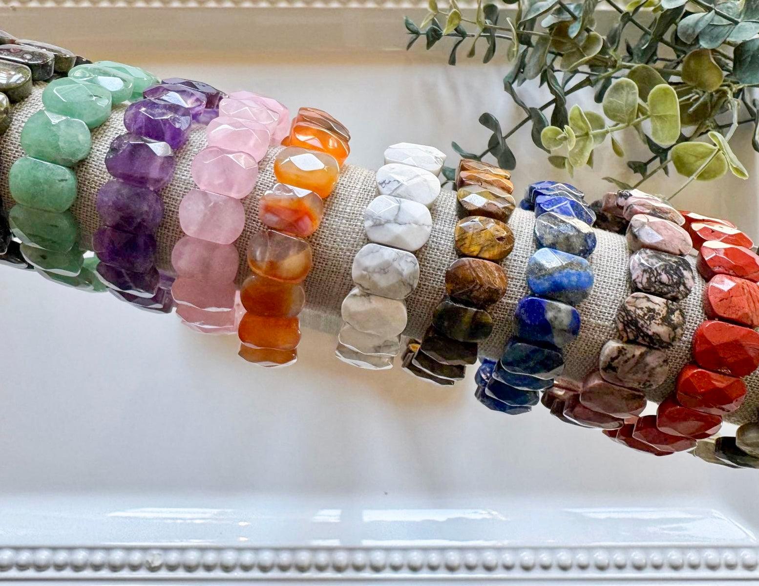 Faceted Oval Crystal Bangle Bracelet