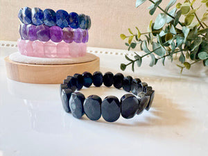 Faceted Oval Crystal Bangle Bracelet