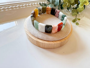 Faceted Rectangle Crystal Bangle Bracelet