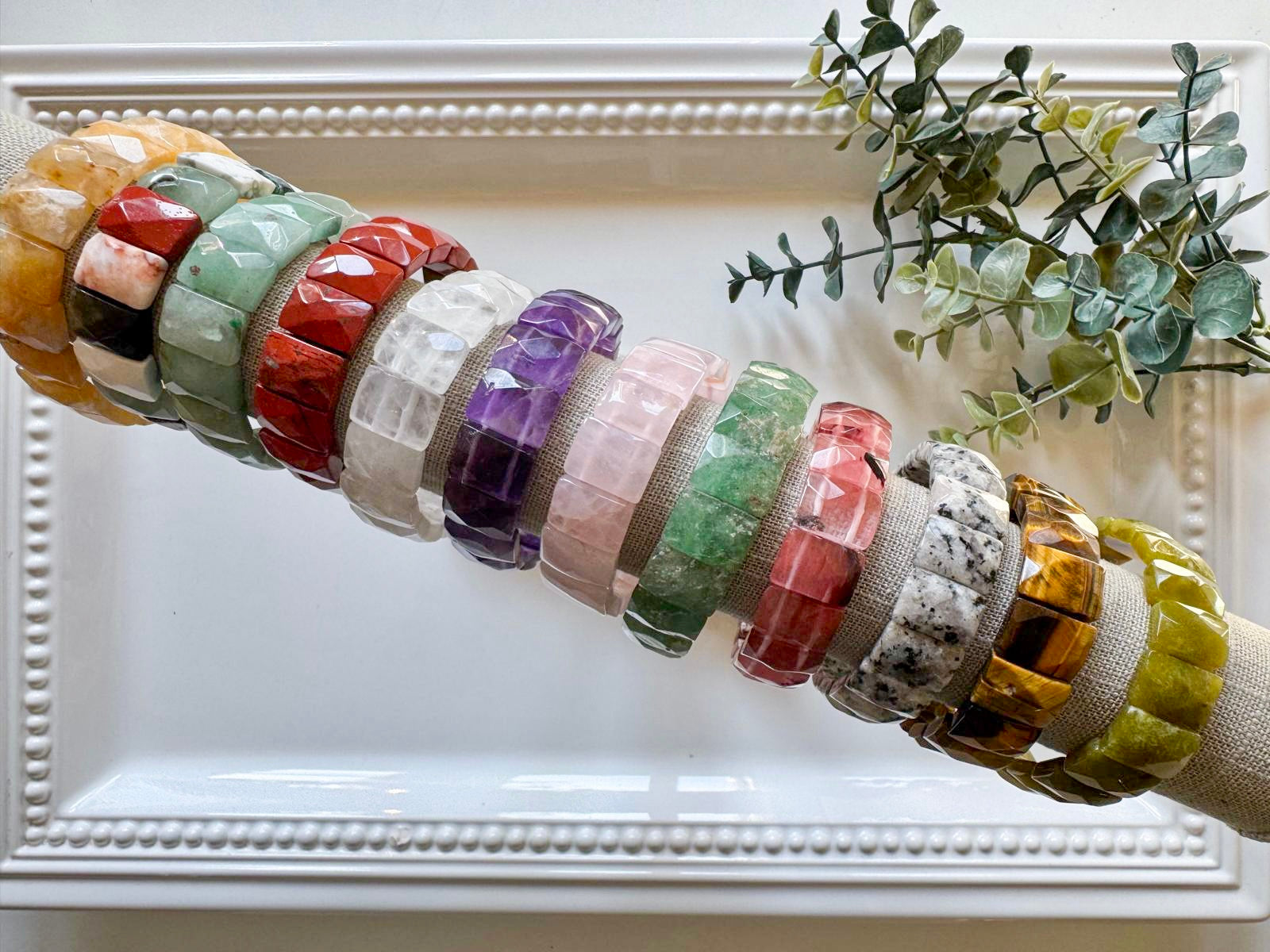 Faceted Rectangle Crystal Bangle Bracelet