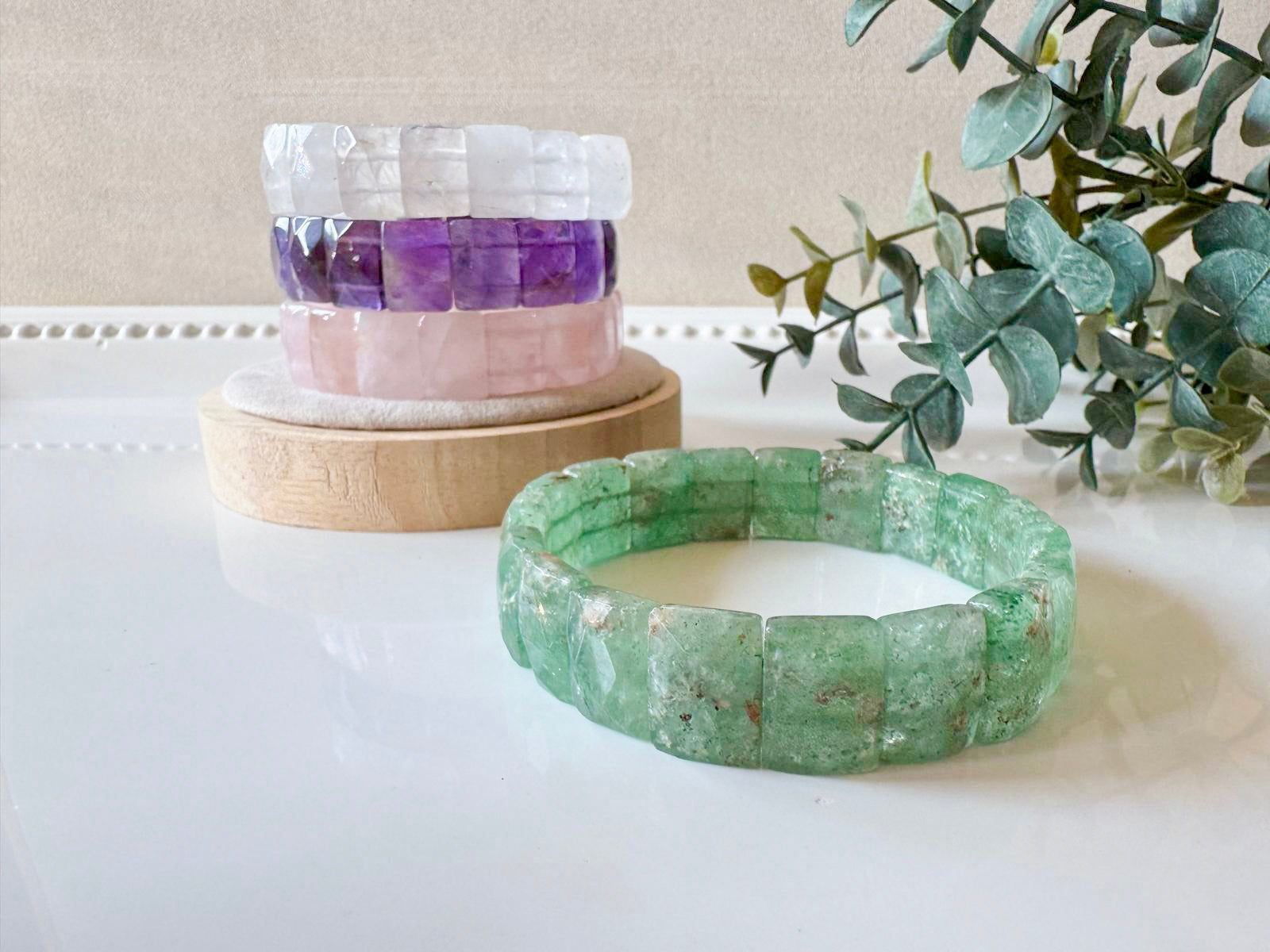 Faceted Rectangle Crystal Bangle Bracelet