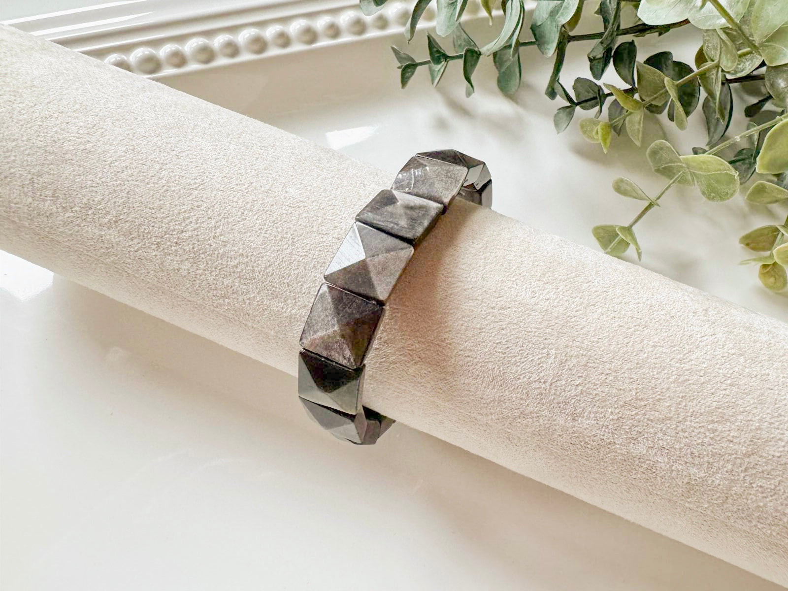 Faceted Square Crystal Bangle Bracelet