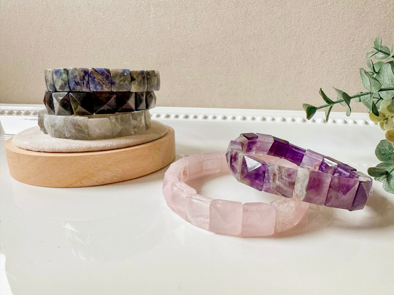 Faceted Square Crystal Bangle Bracelet