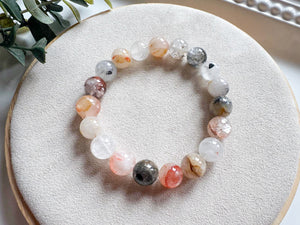 Fire & Diamond Quartz 10mm Beaded Bracelet