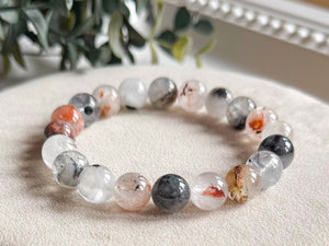 Fire & Diamond Quartz 10mm Beaded Bracelet