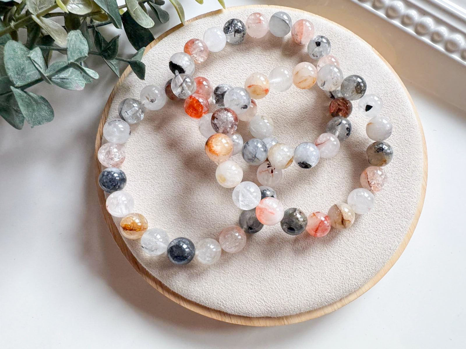 Fire & Diamond Quartz 10mm Beaded Bracelet