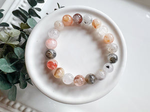 Fire & Diamond Quartz 10mm Beaded Bracelet