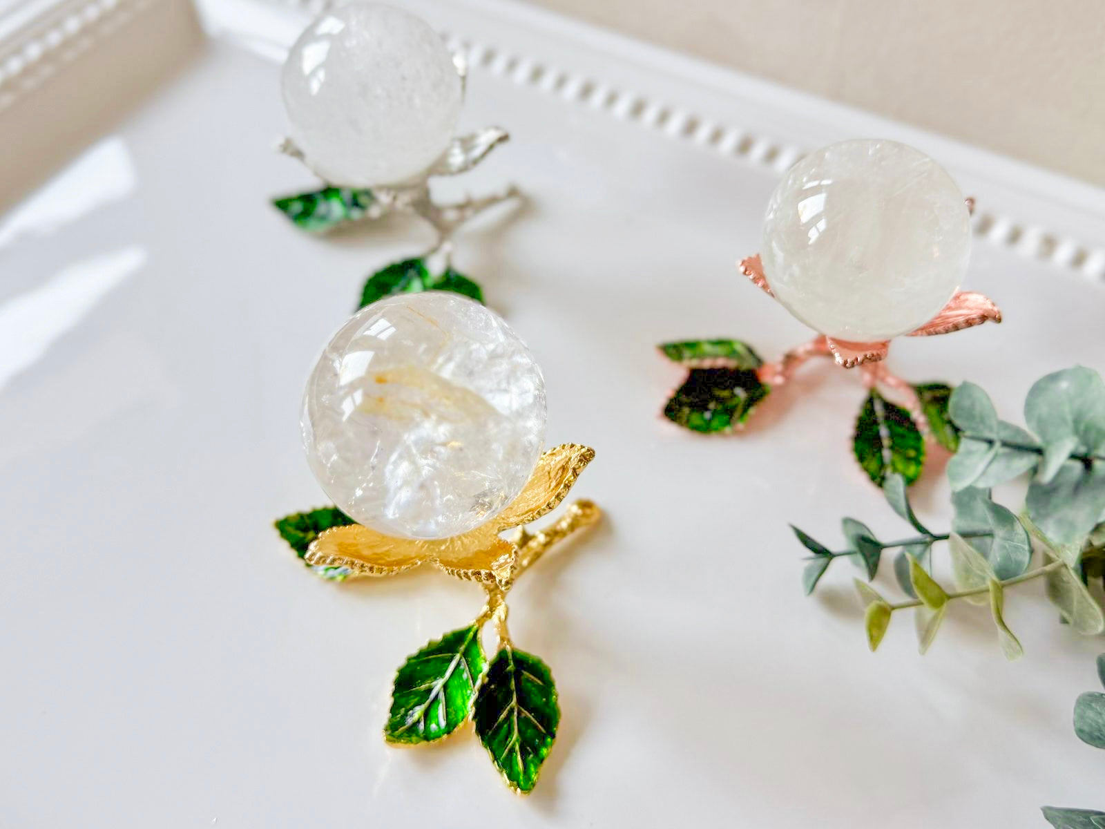 Floral Metal Sphere Stand