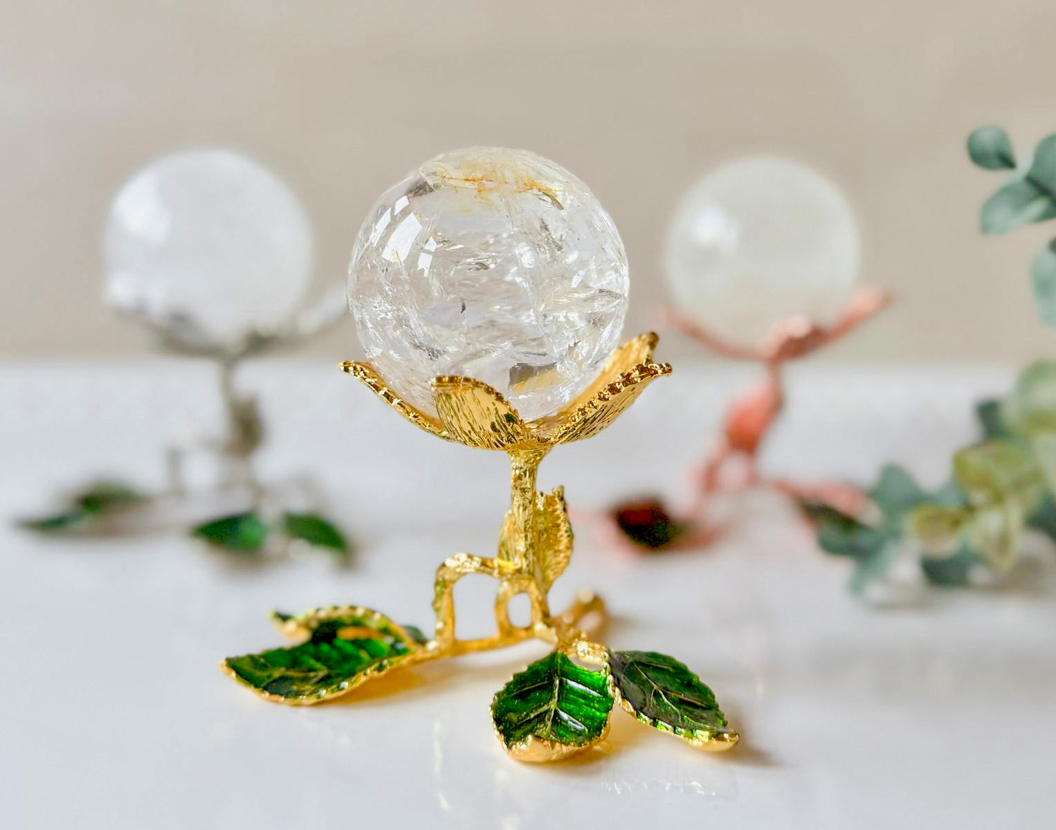 Floral Metal Sphere Stand