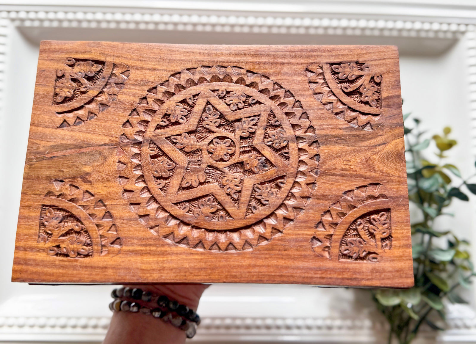 Floral Wood Box Carving