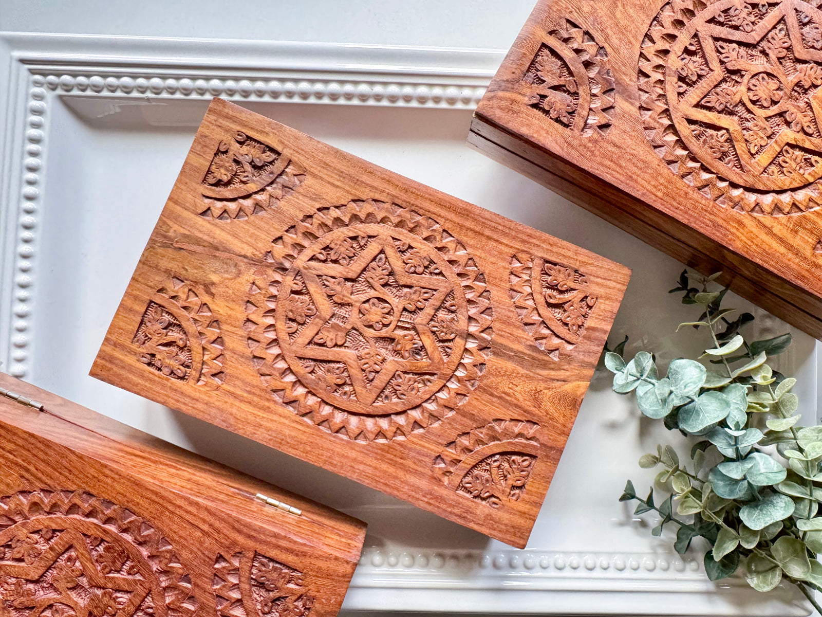 Floral Wood Box Carving