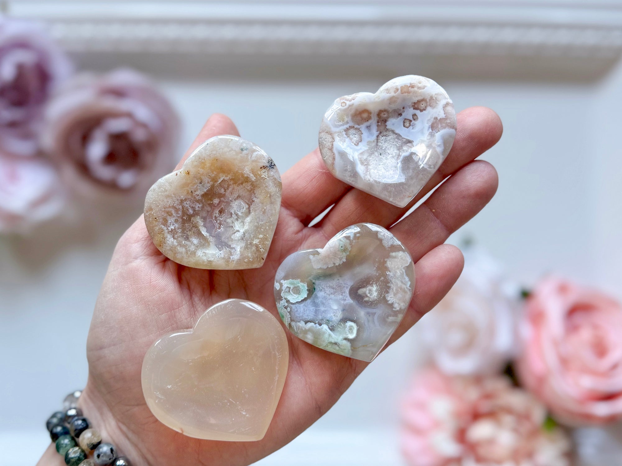 Flower Agate Heart Dish