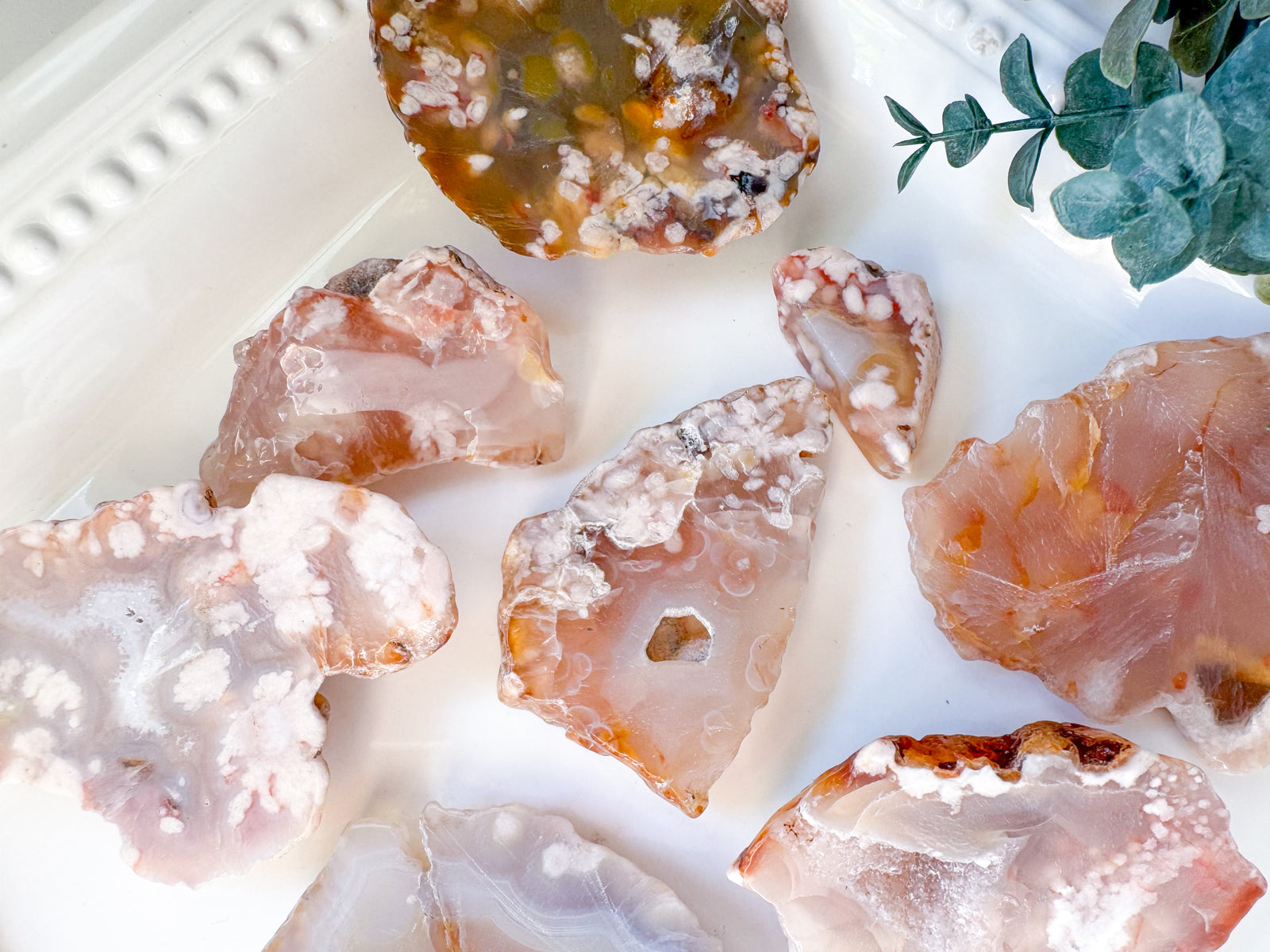 Flower Agate Raw & Polished Free Form Slab