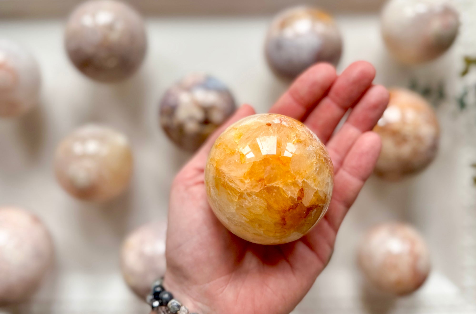 Flower Agate with inclusions Spheres
