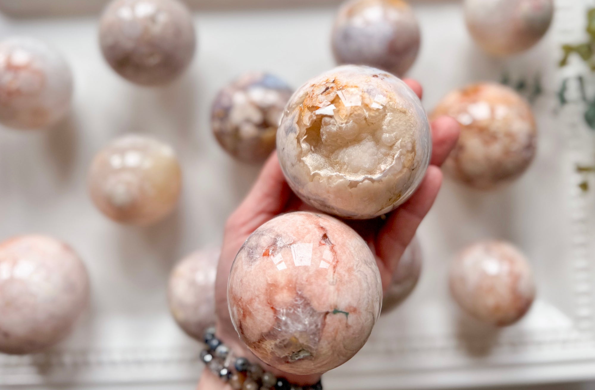 Flower Agate with inclusions Spheres