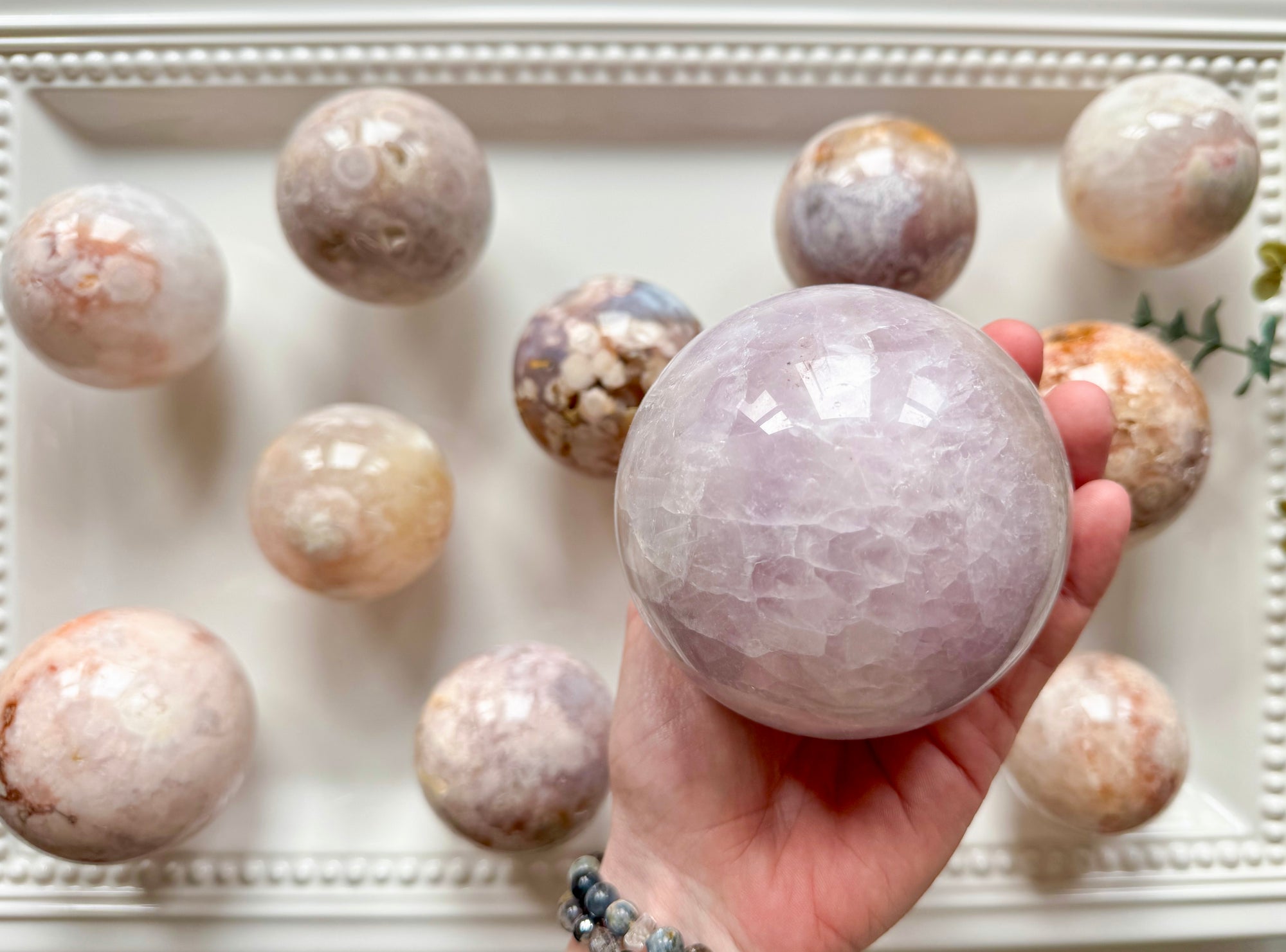 Flower Agate with inclusions Spheres