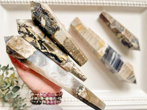 Fluorescent Volcanic Agate Cut Base Wand || UV Reactive