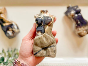 Fluorescent Volcanic Agate Goddess Body Carving