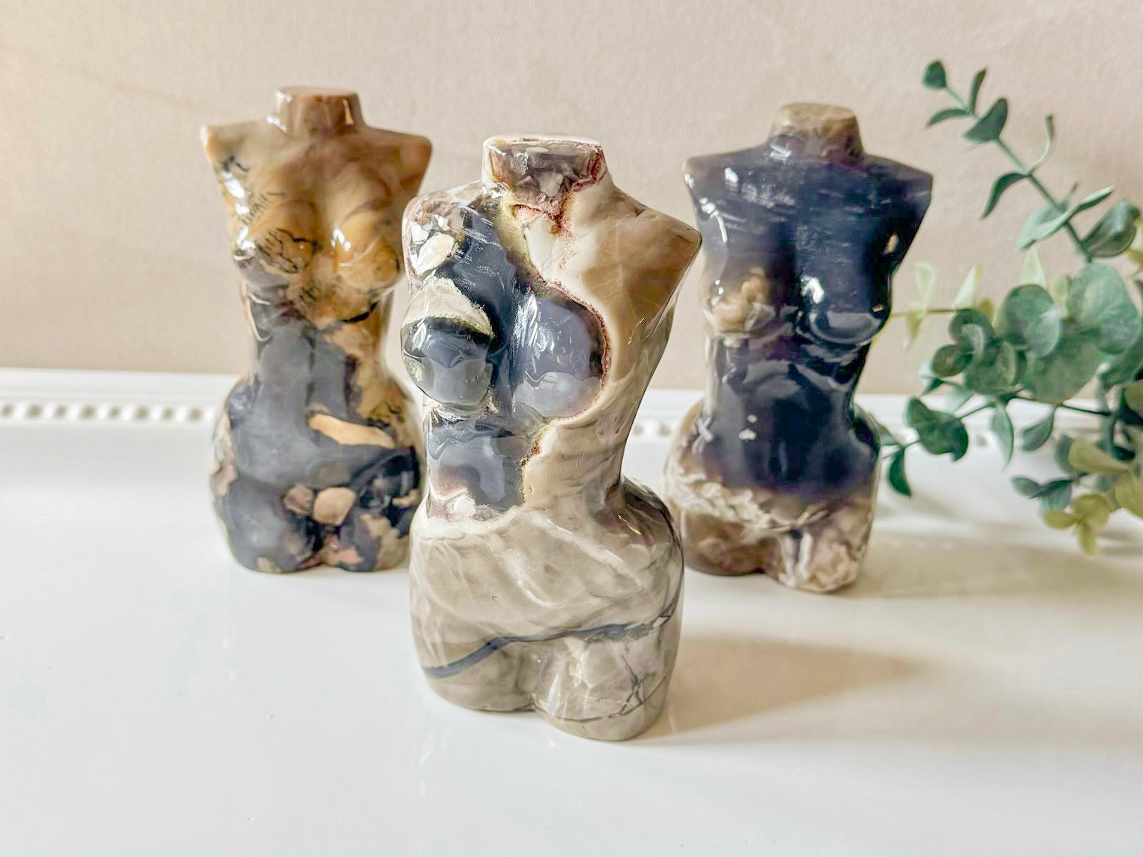 Fluorescent Volcanic Agate Goddess Body Carving