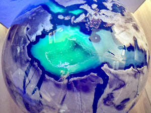 Fluorescent Volcanic Agate Sphere - XXL || UV Reactive