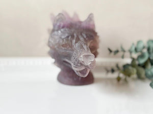 Fluorite Dire Wolf Carving