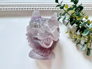 Fluorite Dire Wolf Carving