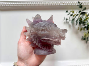 Fluorite Dire Wolf Carving