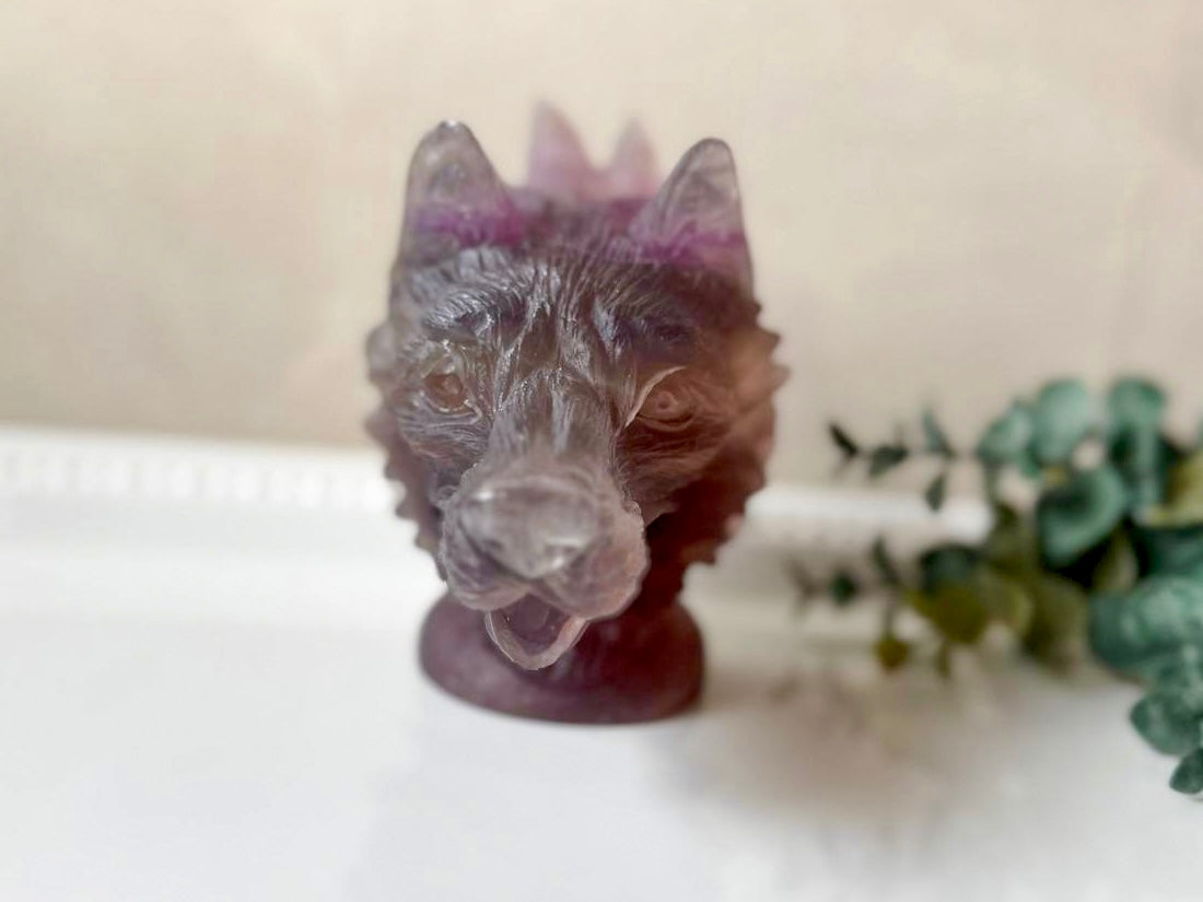 Fluorite Dire Wolf Carving