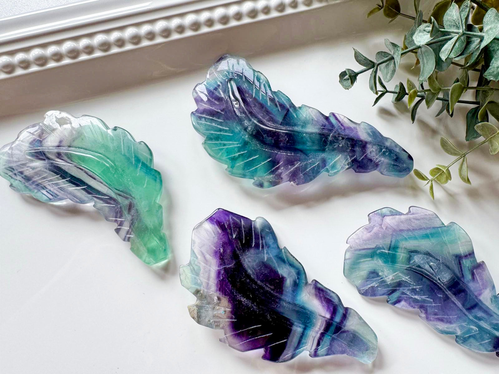 Fluorite Feather Carving