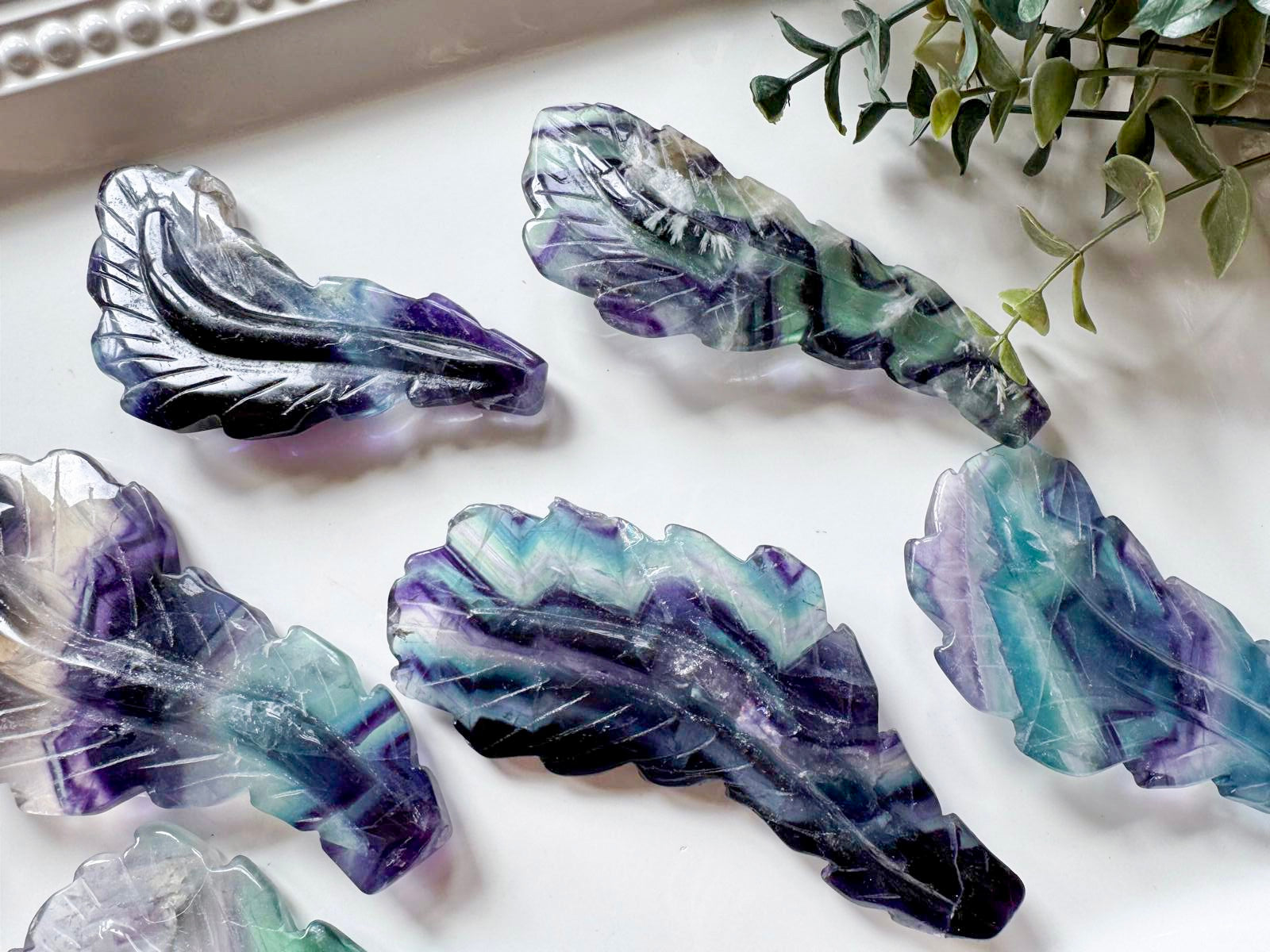 Fluorite Feather Carving