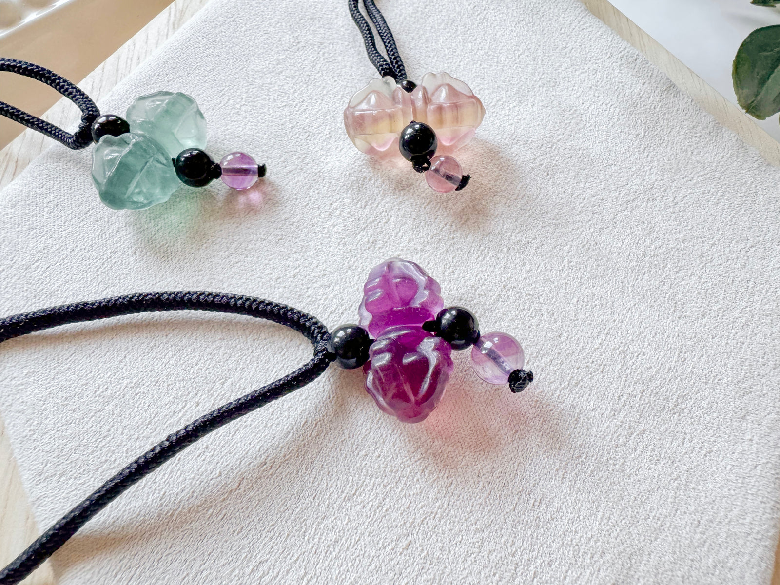 Fluorite Vajra Dorje Phurba Pestle Pendant Necklace