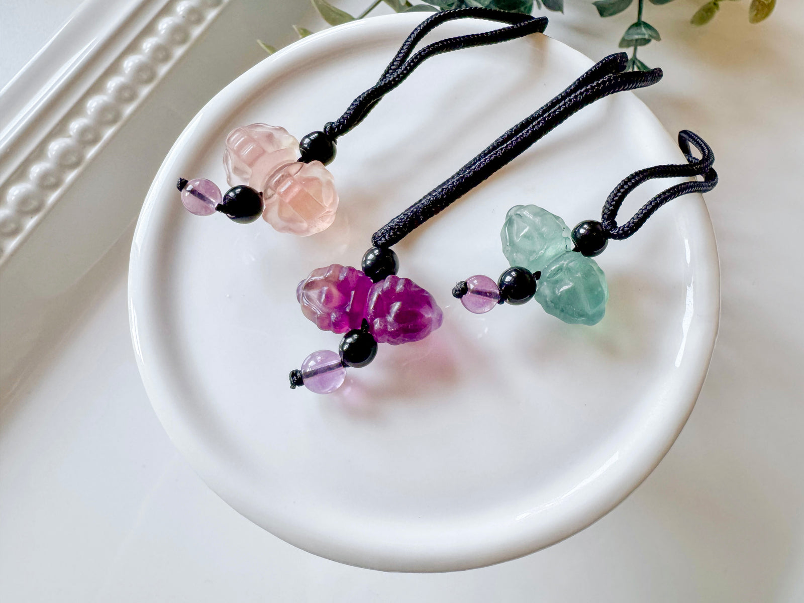 Fluorite Vajra Dorje Phurba Pestle Pendant Necklace