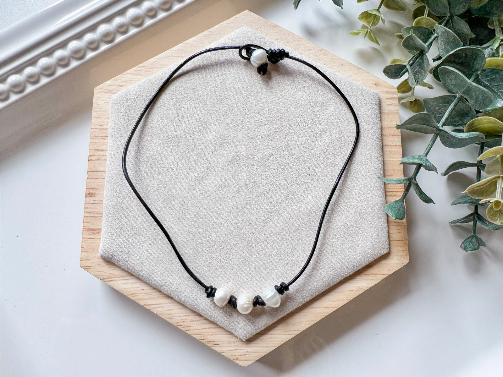 Freshwater Pearl Black Cord Choker