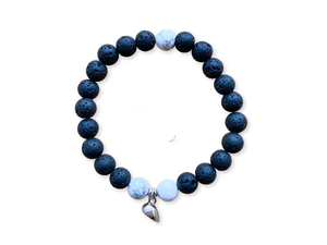 Friendship Bracelets || Howlite & Lava Pair || Silver Magnetic Heart || Reiki Infused