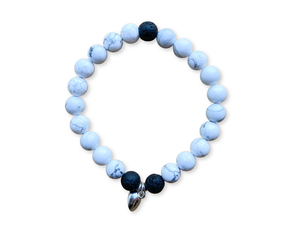 Friendship Bracelets || Howlite & Lava Pair || Silver Magnetic Heart || Reiki Infused