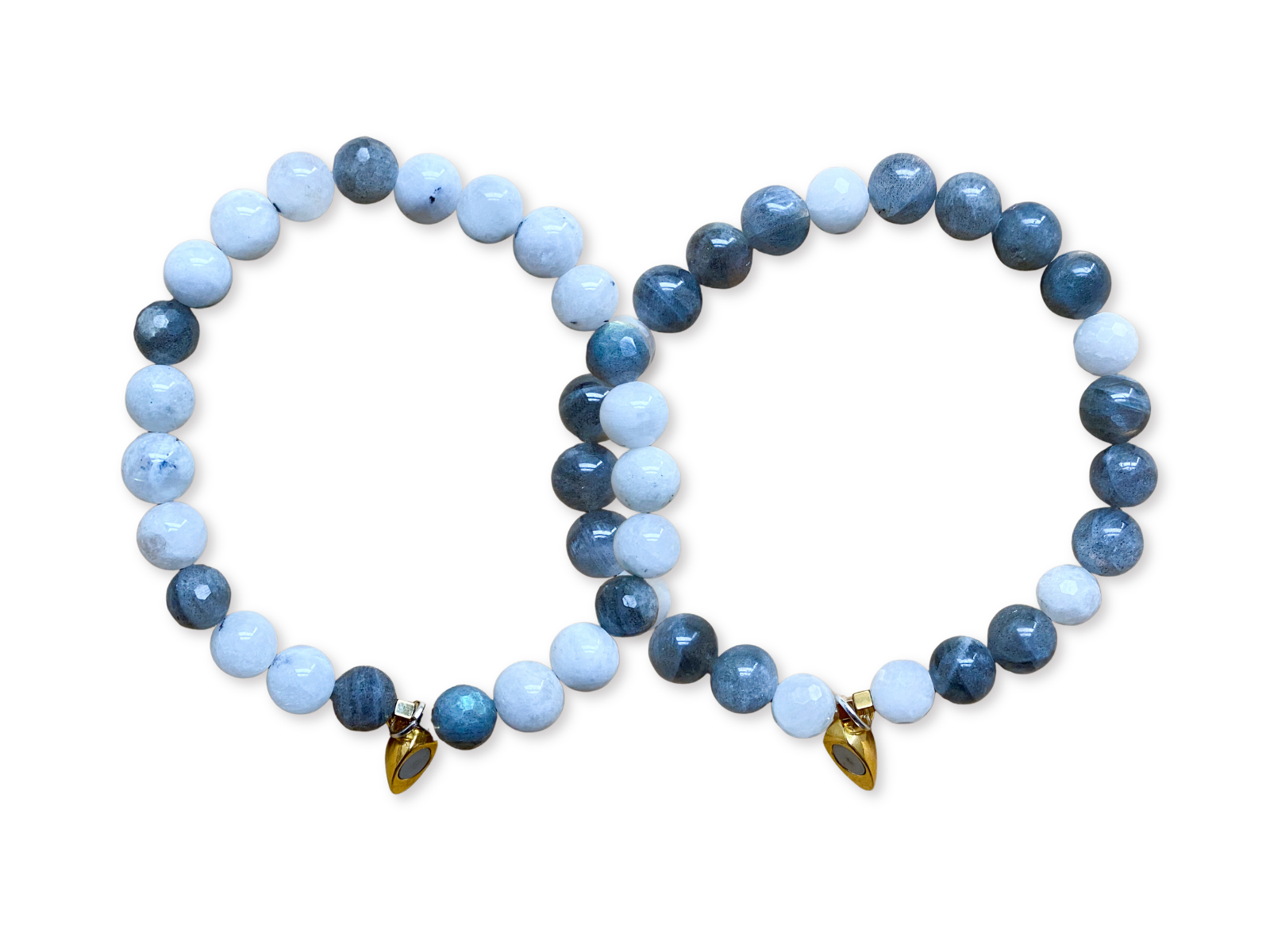 Friendship Bracelets || Labradorite & Rainbow Moonstone || Gold Magnetic Heart || Reiki Infused