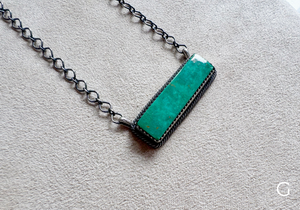 Navajo Sterling Horizontal Bar Turquoise Necklace || Handmade - G