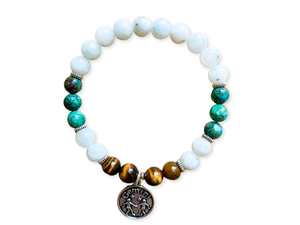 GEMINI Moonstone, Chrysocolla, Tiger Eye Beaded Bracelet || Reiki Infused