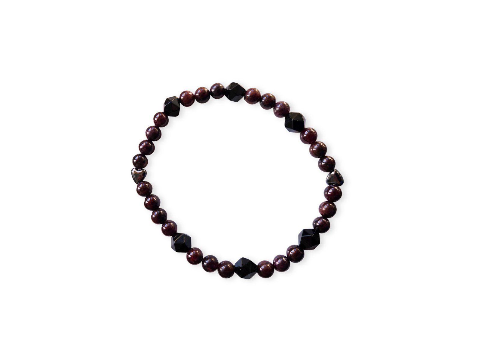 Garnet, Onyx, & Hematite Heart Beaded Bracelet || Reiki Infused