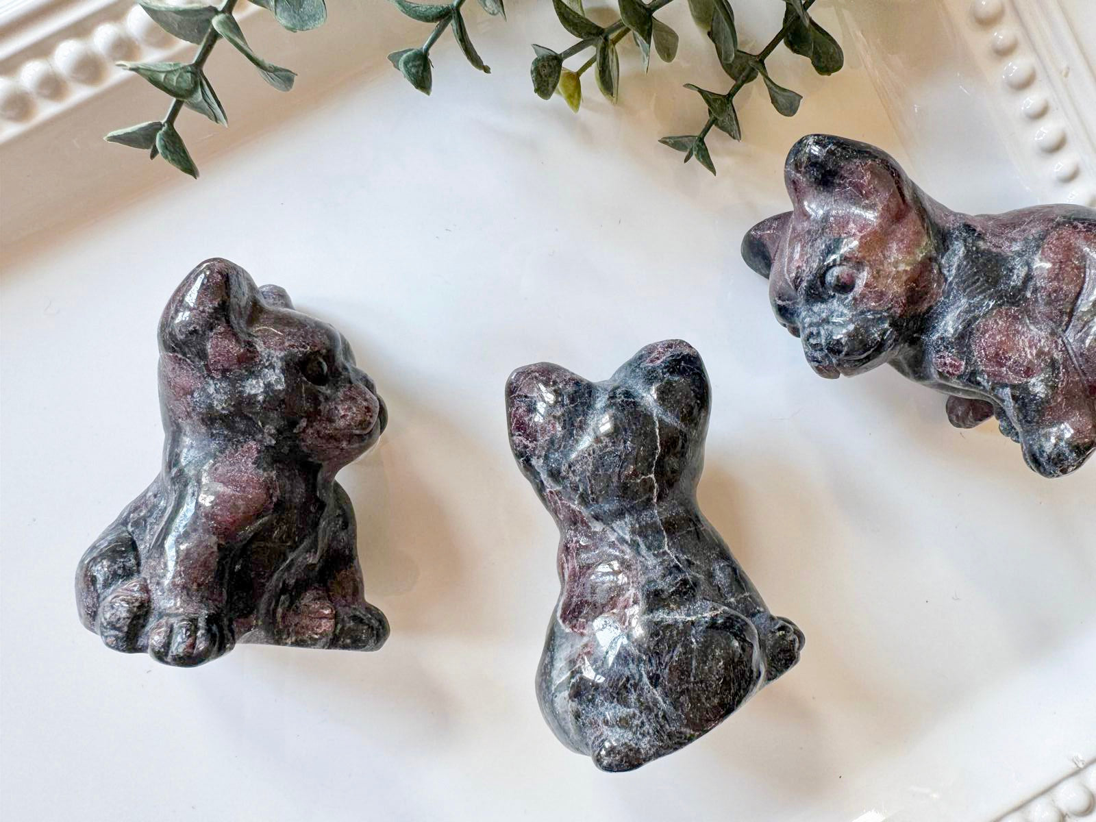 Garnet in Matrix French Bulldog Carving