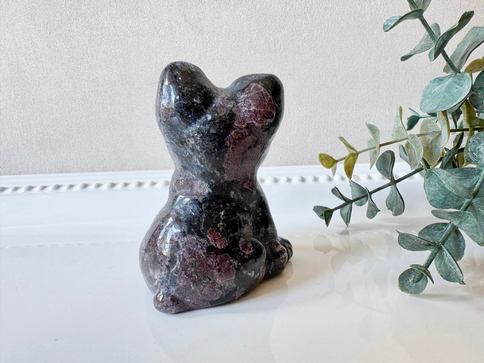 Garnet in Matrix French Bulldog Carving