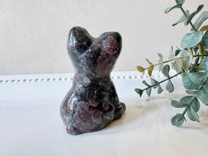 Garnet in Matrix French Bulldog Carving