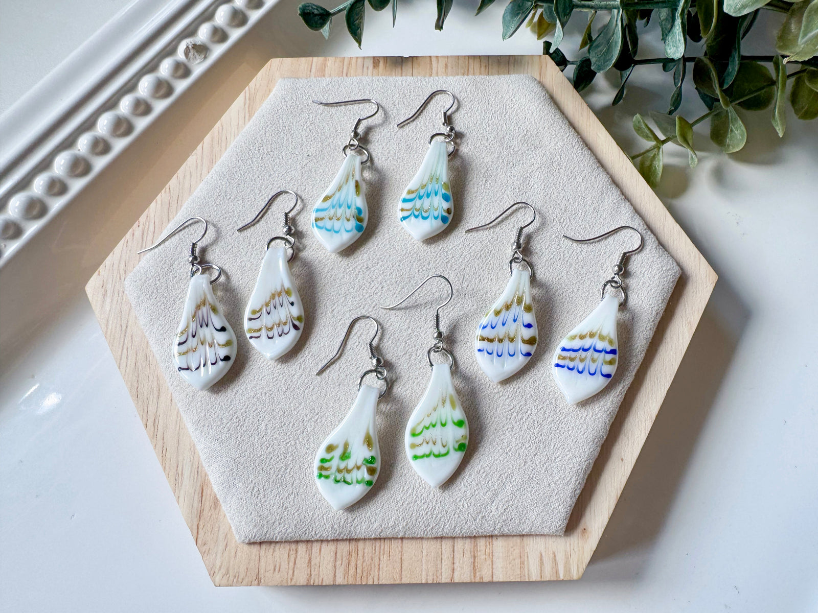 Glass Petal Drop Earrings