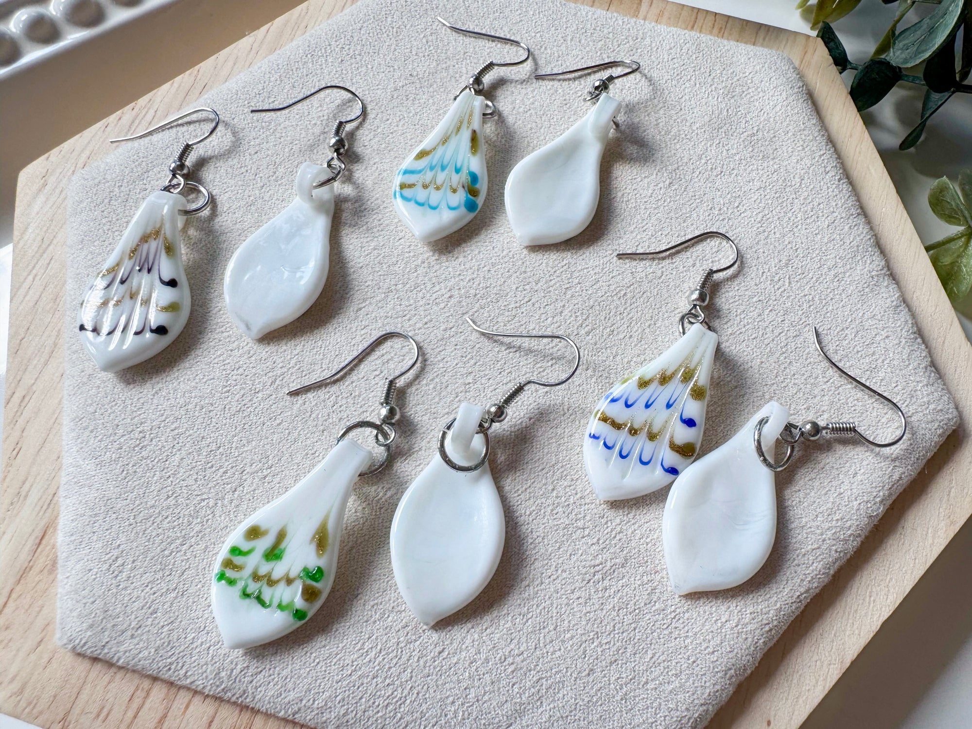 Glass Petal Drop Earrings