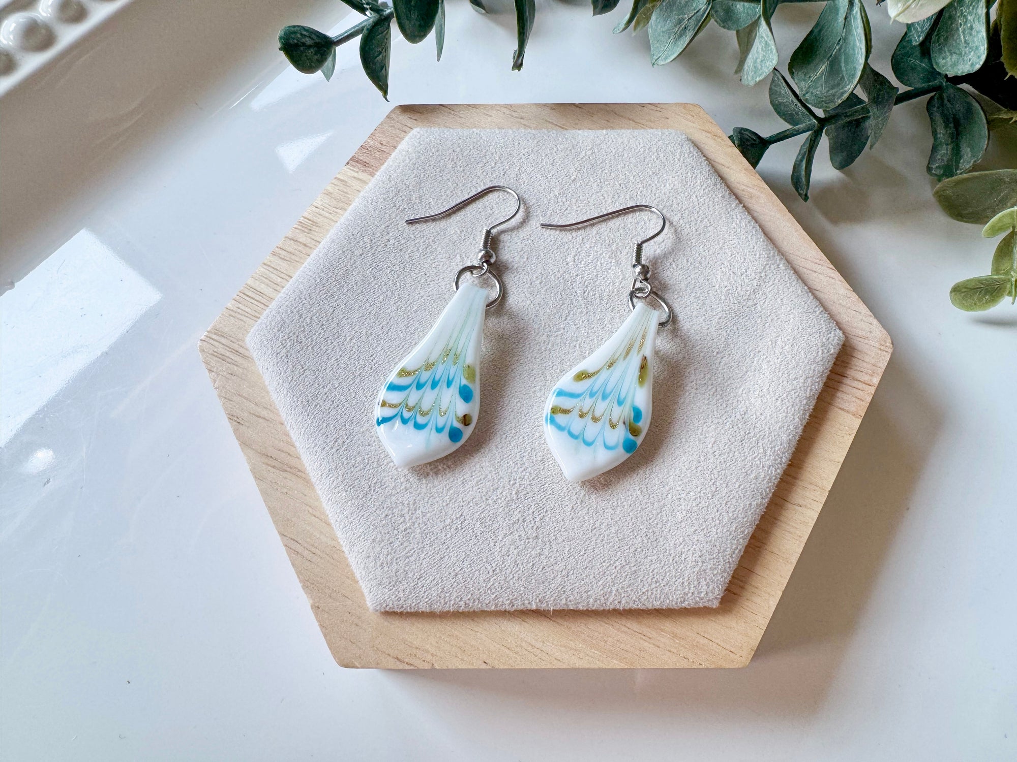 Glass Petal Drop Earrings