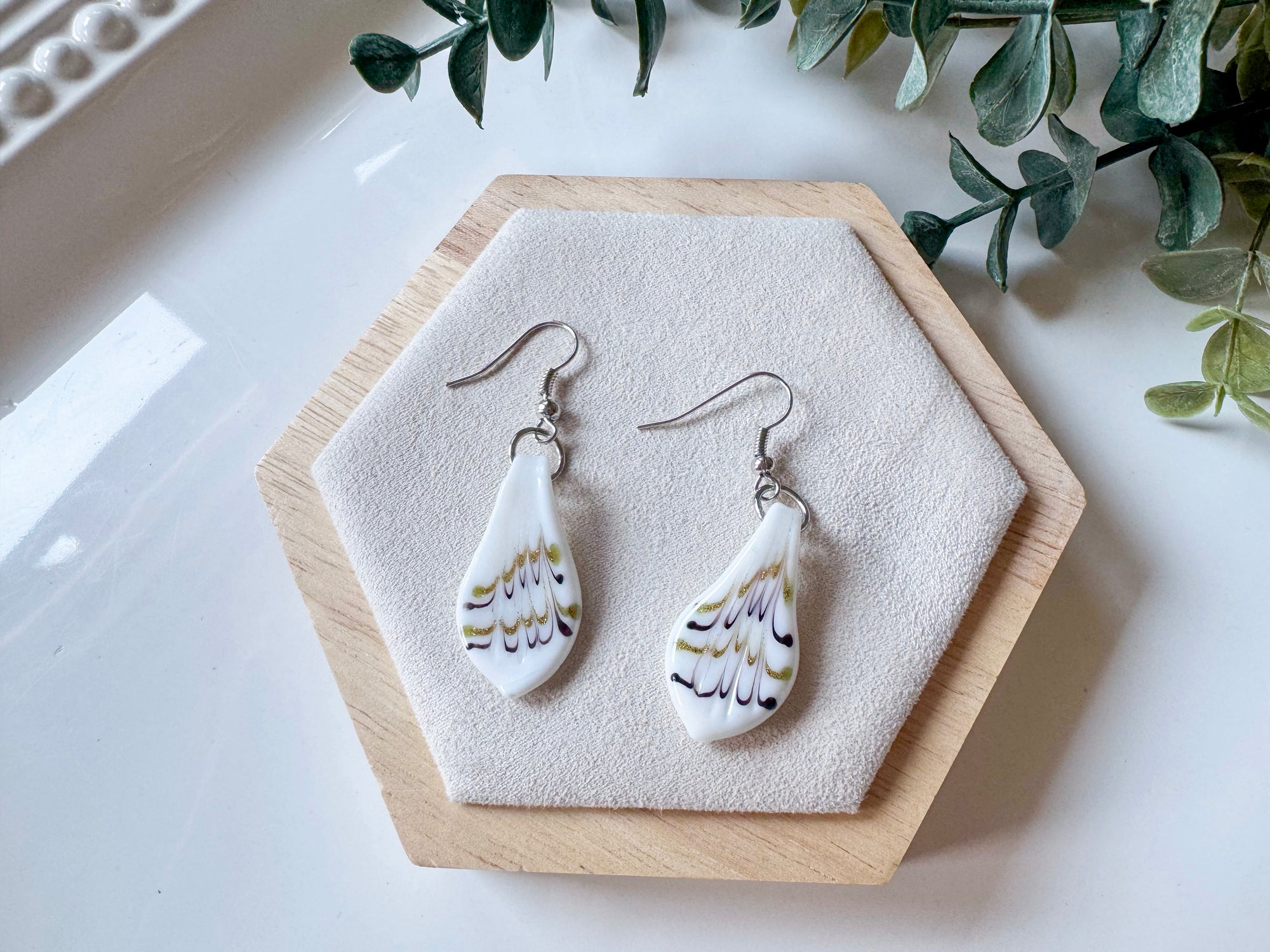 Glass Petal Drop Earrings