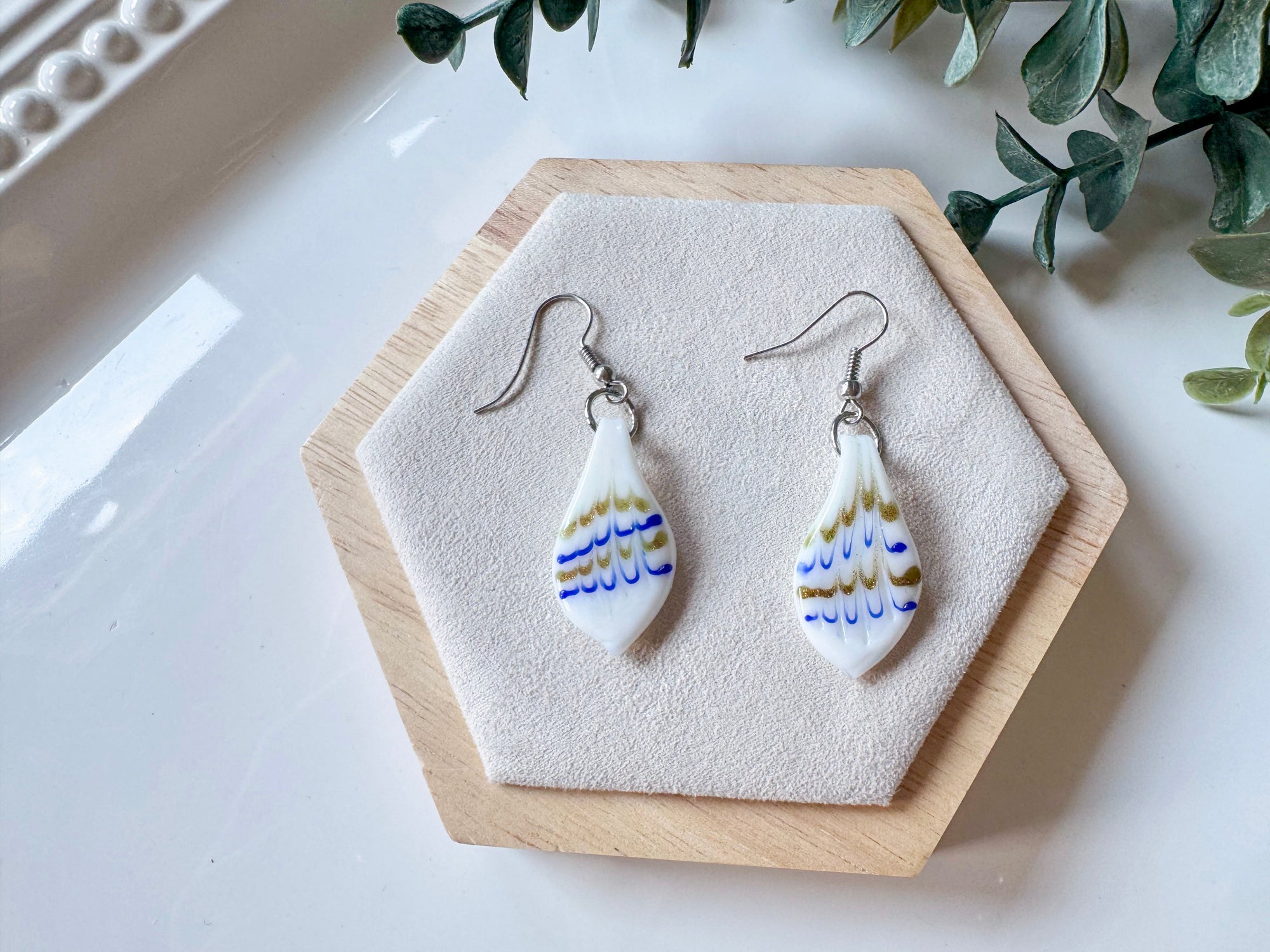 Glass Petal Drop Earrings
