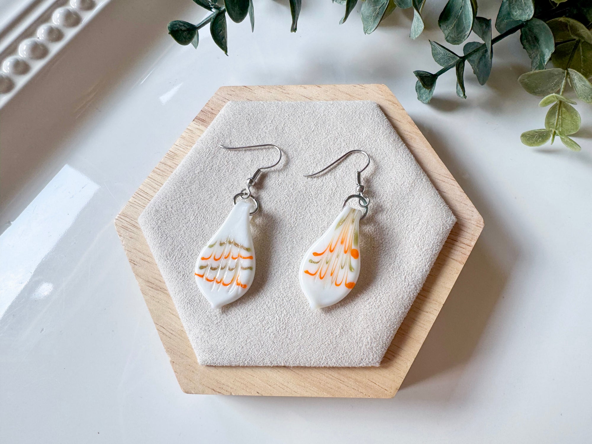 Glass Petal Drop Earrings